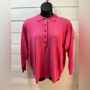 THALIE LAMBWOOL SWEATER – BUTTONED COLLAR – SIZE L